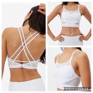Sweaty Betty White Celestial Yoga Crop Top w/ mesh